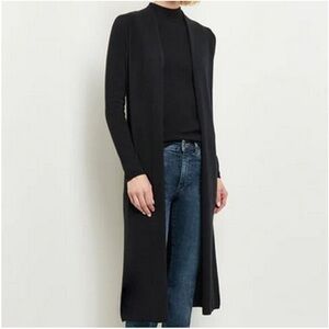 Misook Open Front Long Line Black Knit Duster Cardigan size small